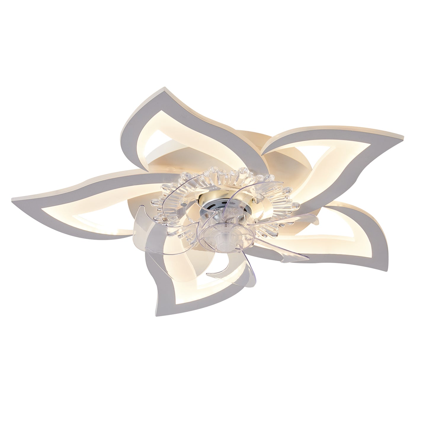 REYDELUZ 20" Modern Low Profile Flower Ceiling Fan with Lights.