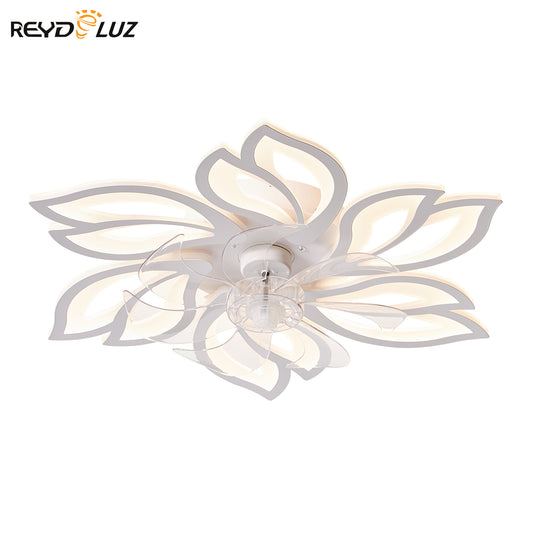 REYDELUZ 25" Modern Low Profile Flower Ceiling Fan with Lights.