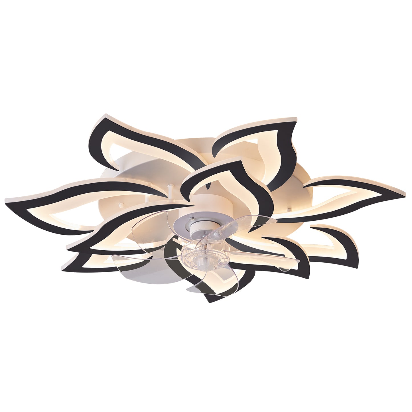 REYDELUZ 20" Modern Low Profile Flower Ceiling Fan with Lights.