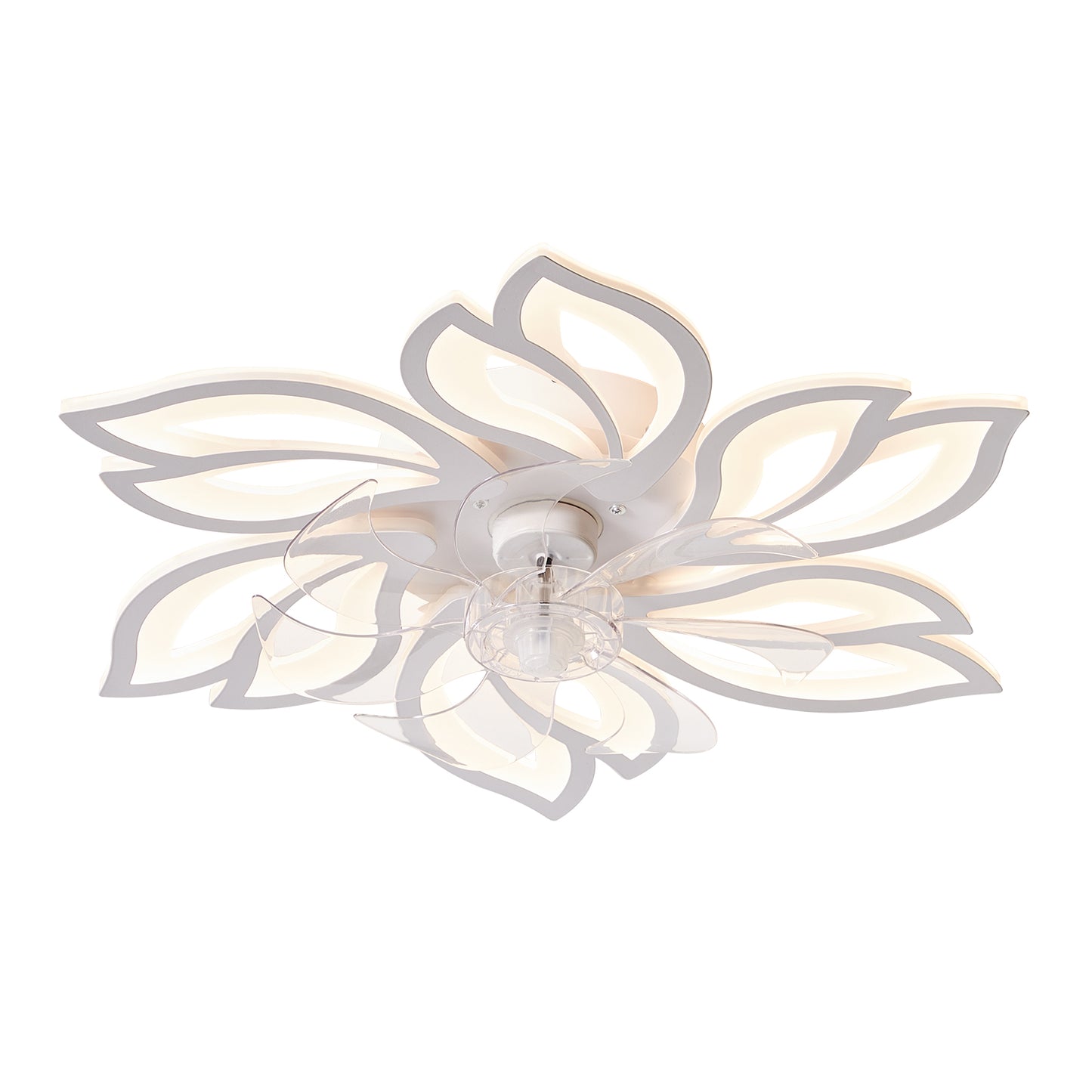 REYDELUZ 25" Modern Low Profile Flower Ceiling Fan with Lights.