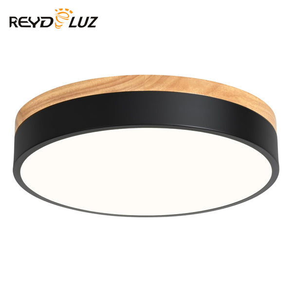 REYDELUZ 11.8" Dimmable Wood Modern Ceiling Light