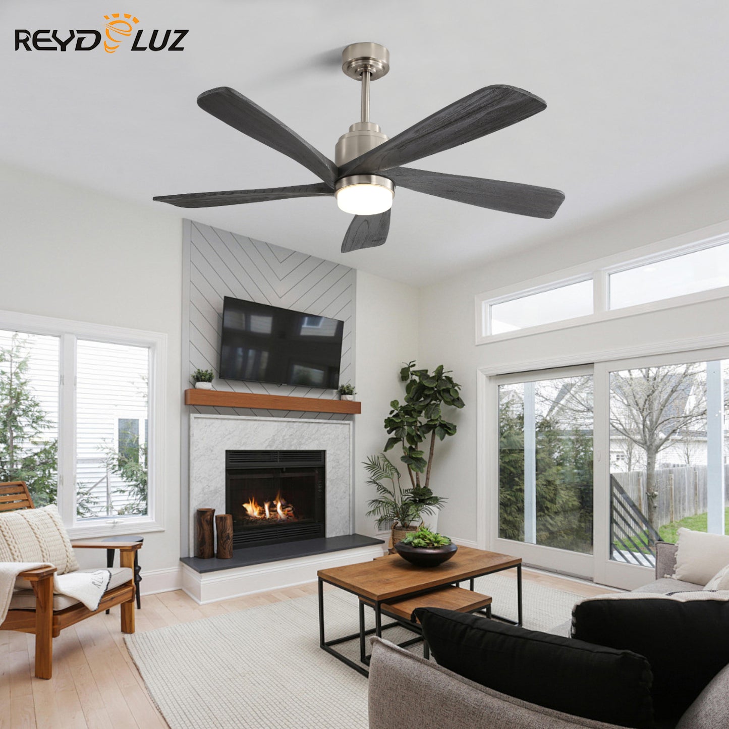 REYDELUZ 52" Modern Ceiling Fan With Dimmable LED Light.