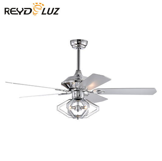 REYDELUZ 25.98" Dual Wood 5-Blade Crystal Ceiling Fan with Remote