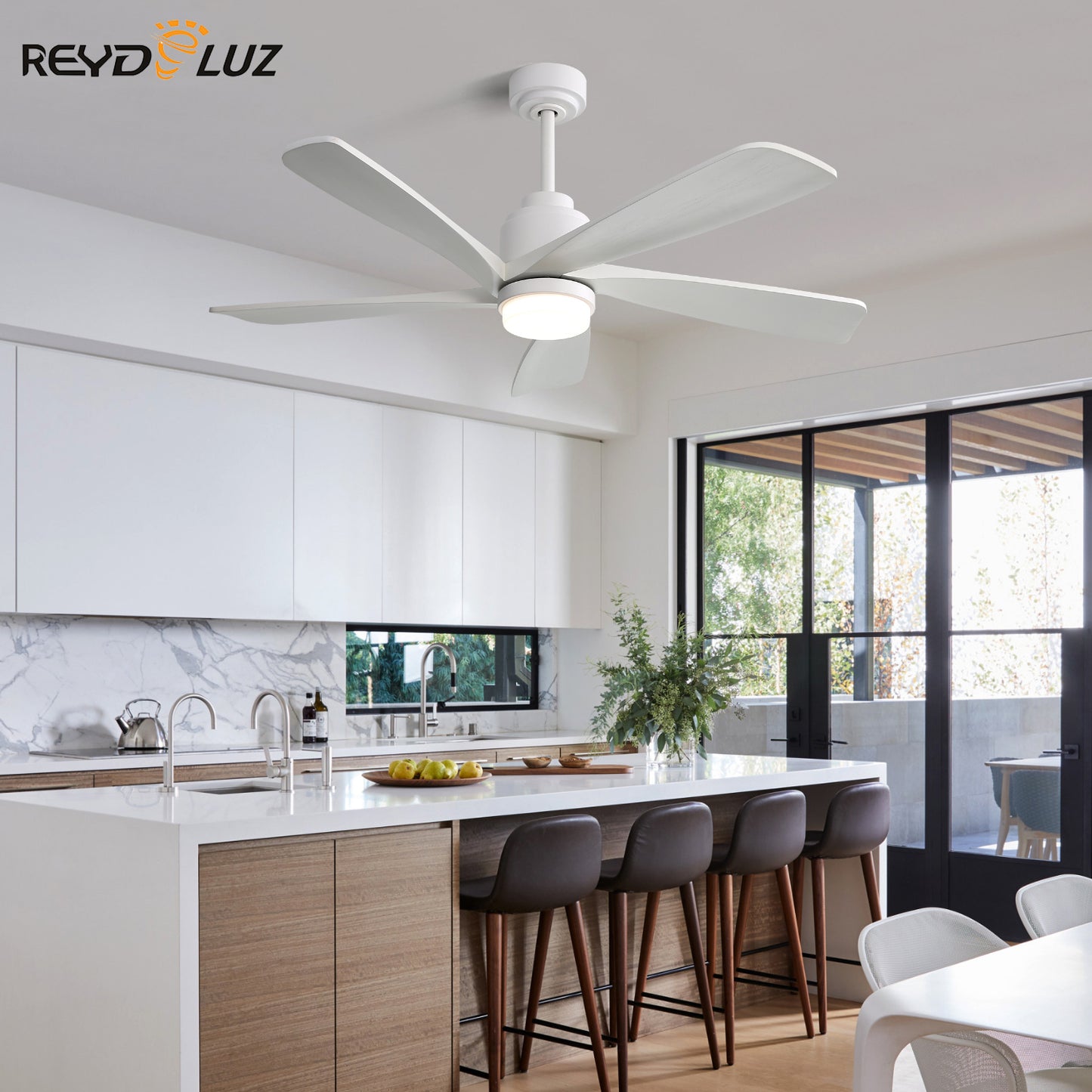 REYDELUZ 52" Modern Ceiling Fan With Dimmable LED Light.