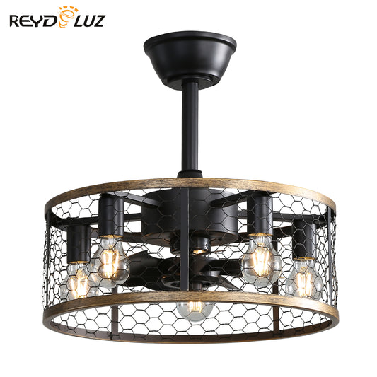 REYDELUZ  20" Industrial Caged Ceiling Fan  Small Ceiling Fan Reversible