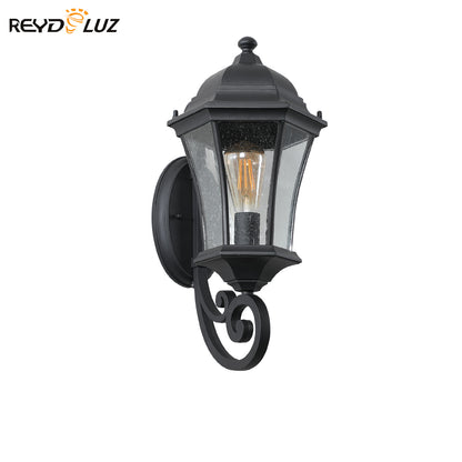 REYDELUZ 11" Outdoor Glass Retro Wall Lamp with light sense Supports multiple types of light bulbs