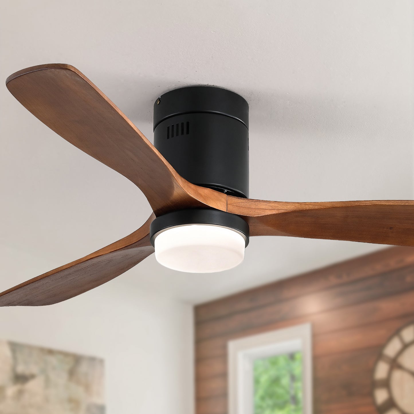 REYDELUZ 52" Wooden Ceiling Fan with 18W Led Light.