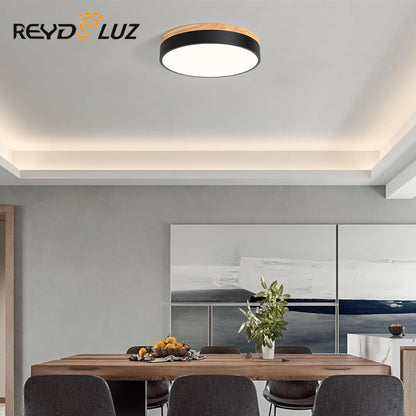 REYDELUZ 11.8" Dimmable Wood Modern Ceiling Light