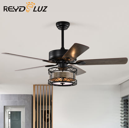 REYDELUZ 52" Farmhouse Ceiling Fan with  Remote Control