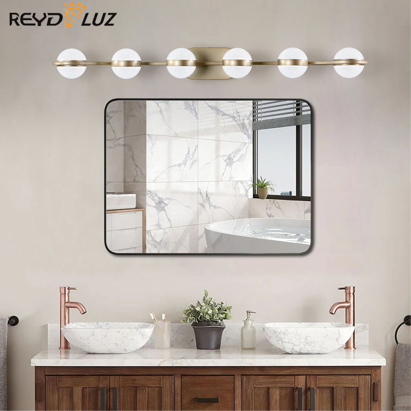 REYDELUZ 28.35" Modern Minimalist Gold Bath Lighting