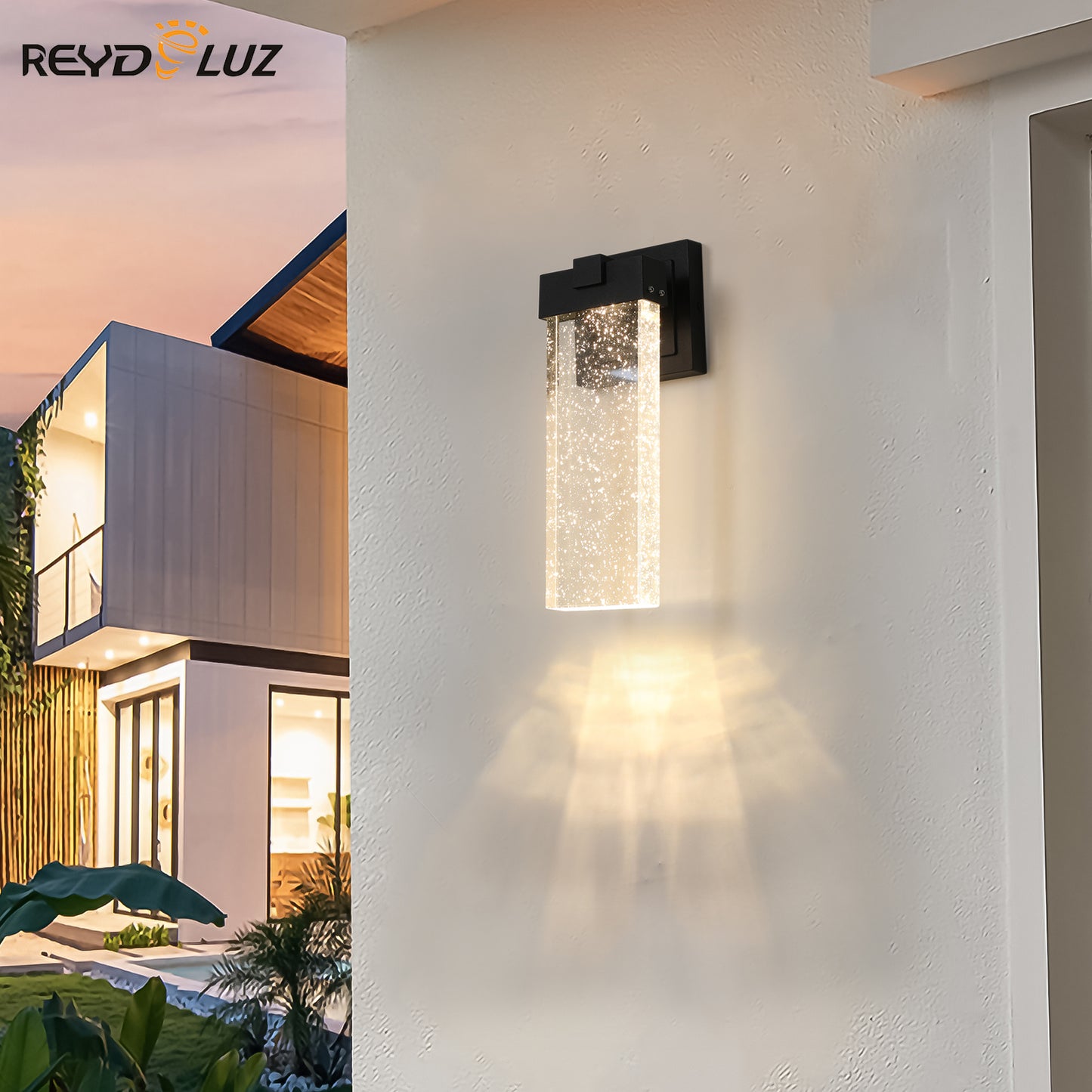 REYDELUZ 3.5"  Outdoor Transparent LED Crystal Wall Lamp Supports multiple types of light bulbs