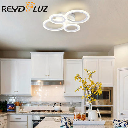 REYDELUZ White 4 Rings  Modern Ceiling Light