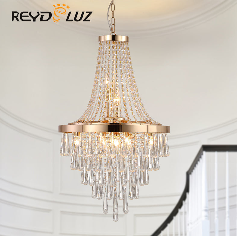 REYDELUZ 19.7" Gold Luxury Crystal Chandeliers