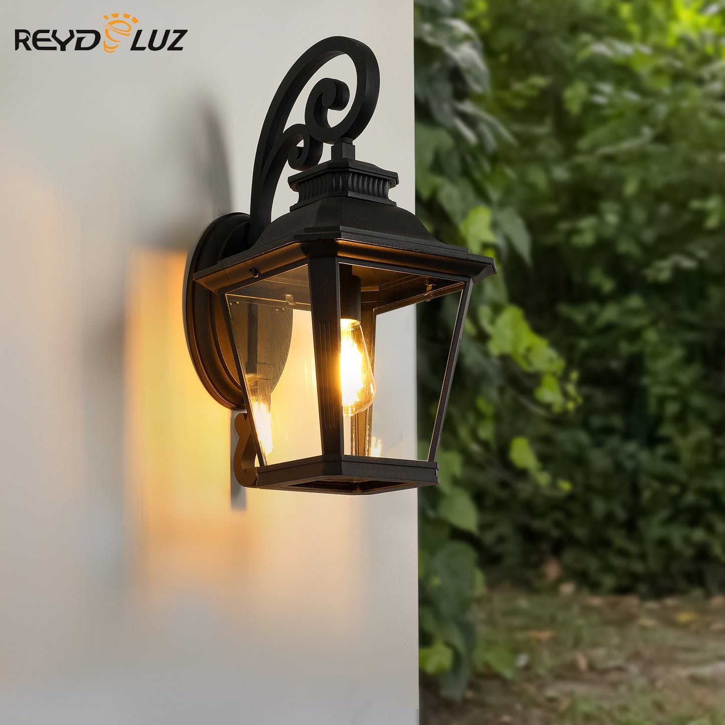 REYDELUZ 14" Outdoor Wall Sconce Lights with Clear Glass support multiple types of light bulbs