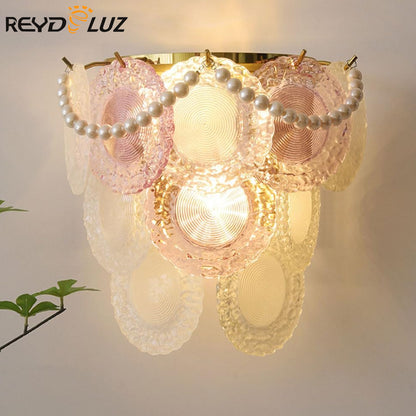 REYDELUZ 31" Clear Glass Shade with Pearl Wall Lamp