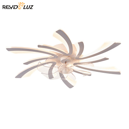 REYDELUZ 30" Modern Low Profile Flower Ceiling Fan with Lights.