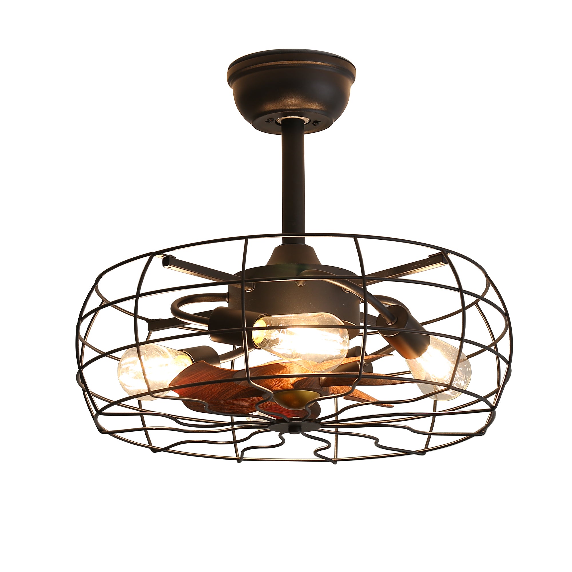 REYDELUZ 19" Caged Ceiling Fans with Lights Remote Control.