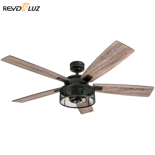 REYDELUZ 52"  Rustic Style Indoor LED Ceiling Fan with Light.