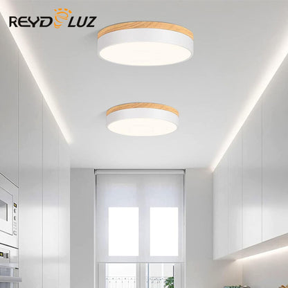 REYDELUZ 11.8" Dimmable Wood Modern Ceiling Light