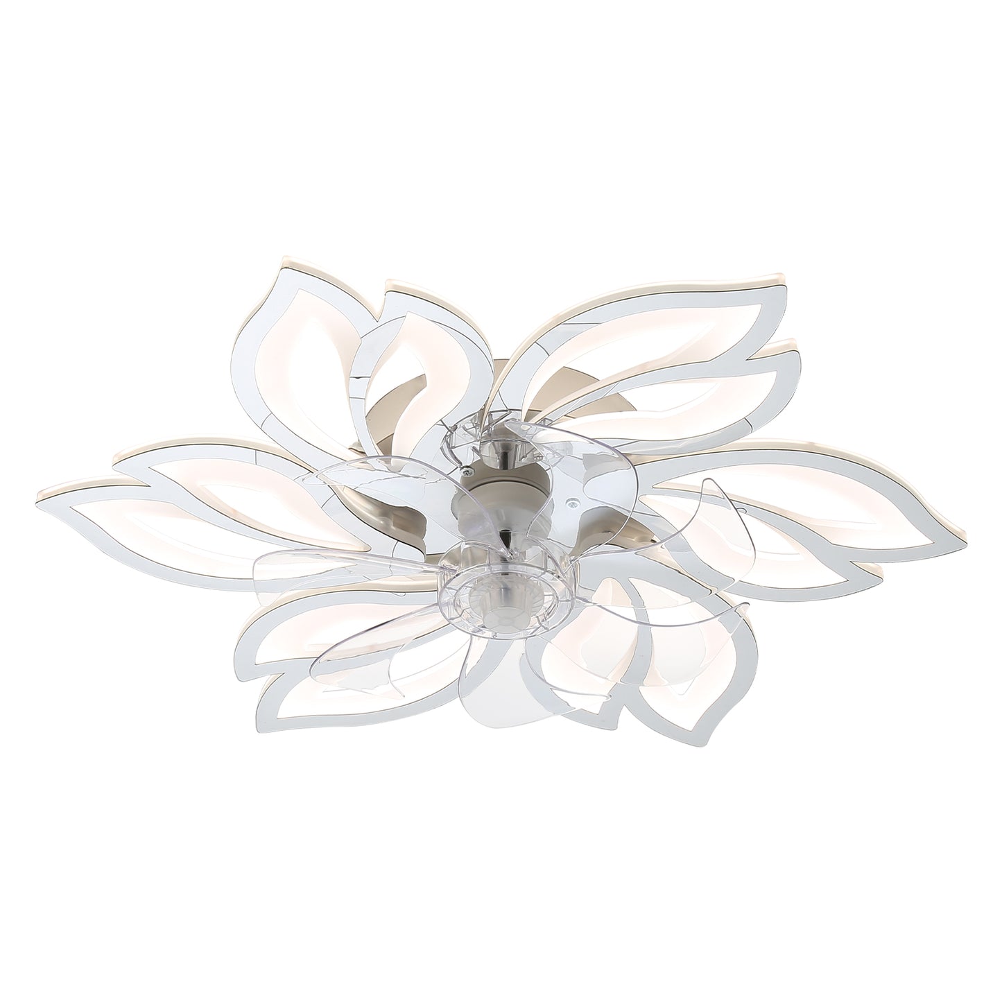 REYDELUZ 25" Modern Low Profile Flower Ceiling Fan with Lights.