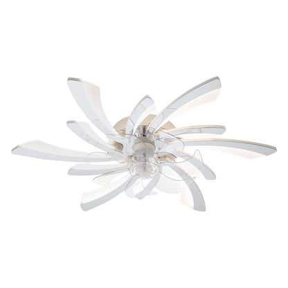 REYDELUZ 30" Modern Low Profile Flower Ceiling Fan with Lights.