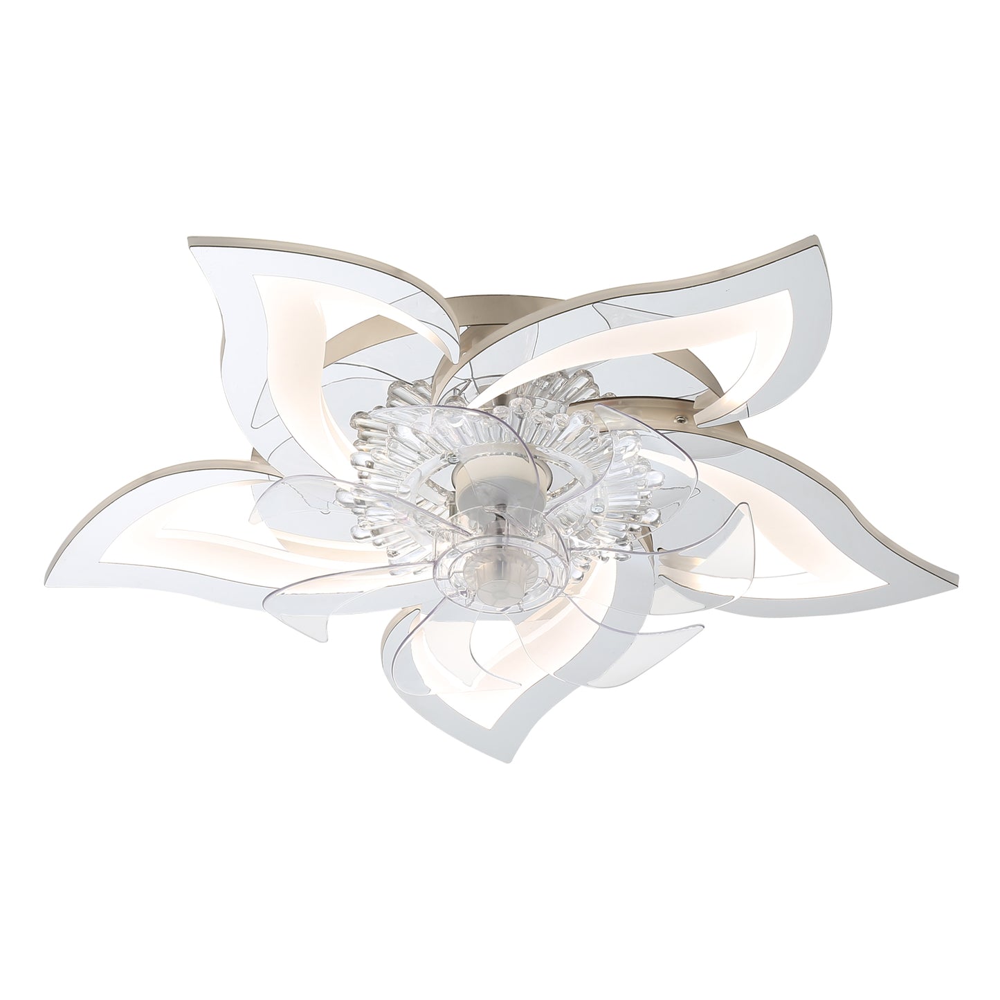 REYDELUZ 20" Modern Low Profile Flower Ceiling Fan with Lights.