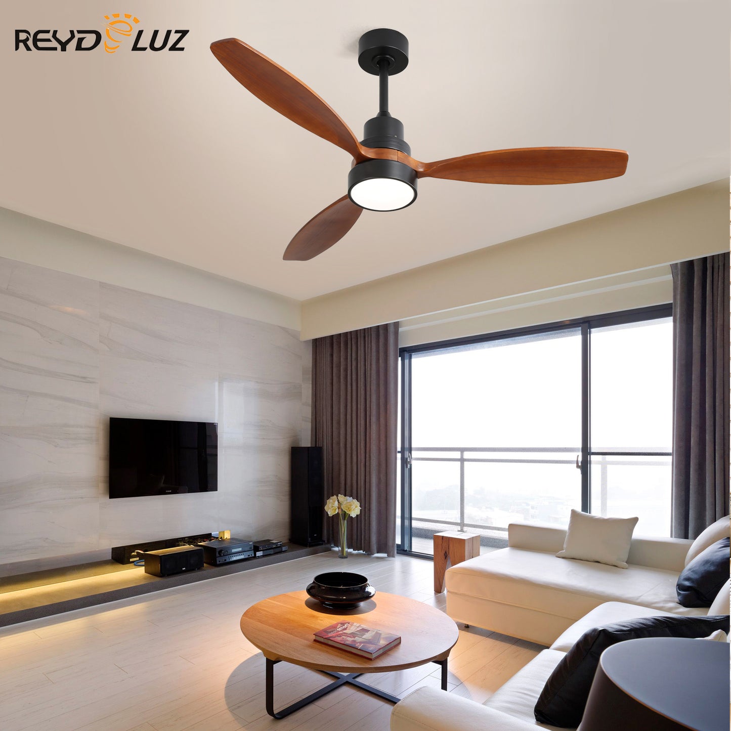 REYDELUZ 52" Low Profile Integrated LED Indoor Ceiling Fan