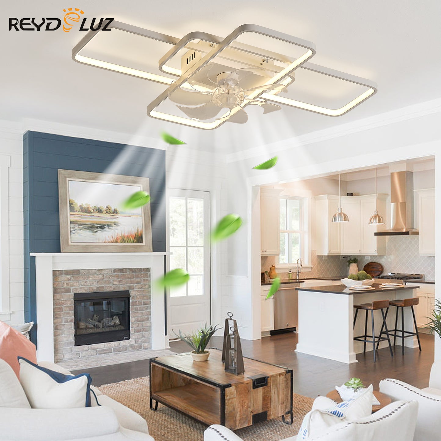 REYDELUZ 41'' Ceiling Fan with Lights Remote Control Dimmable LED