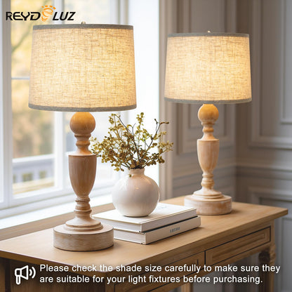 REYDELUZ 2-Pack Lamp shades, Natural Linen Hand Crafted.