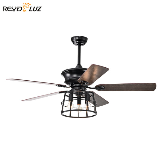 REYDELUZ 52'' Farmhouse Ceiling Fan with Lights Indoor Outdoor Ceiling Fan