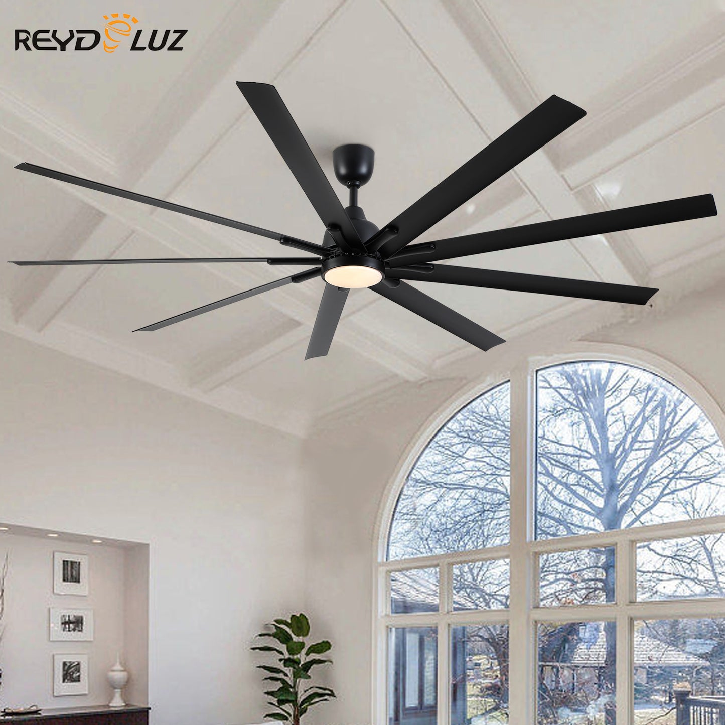 REYDELUZ 84'' Super Large Black Ceiling Fan with Remote Control