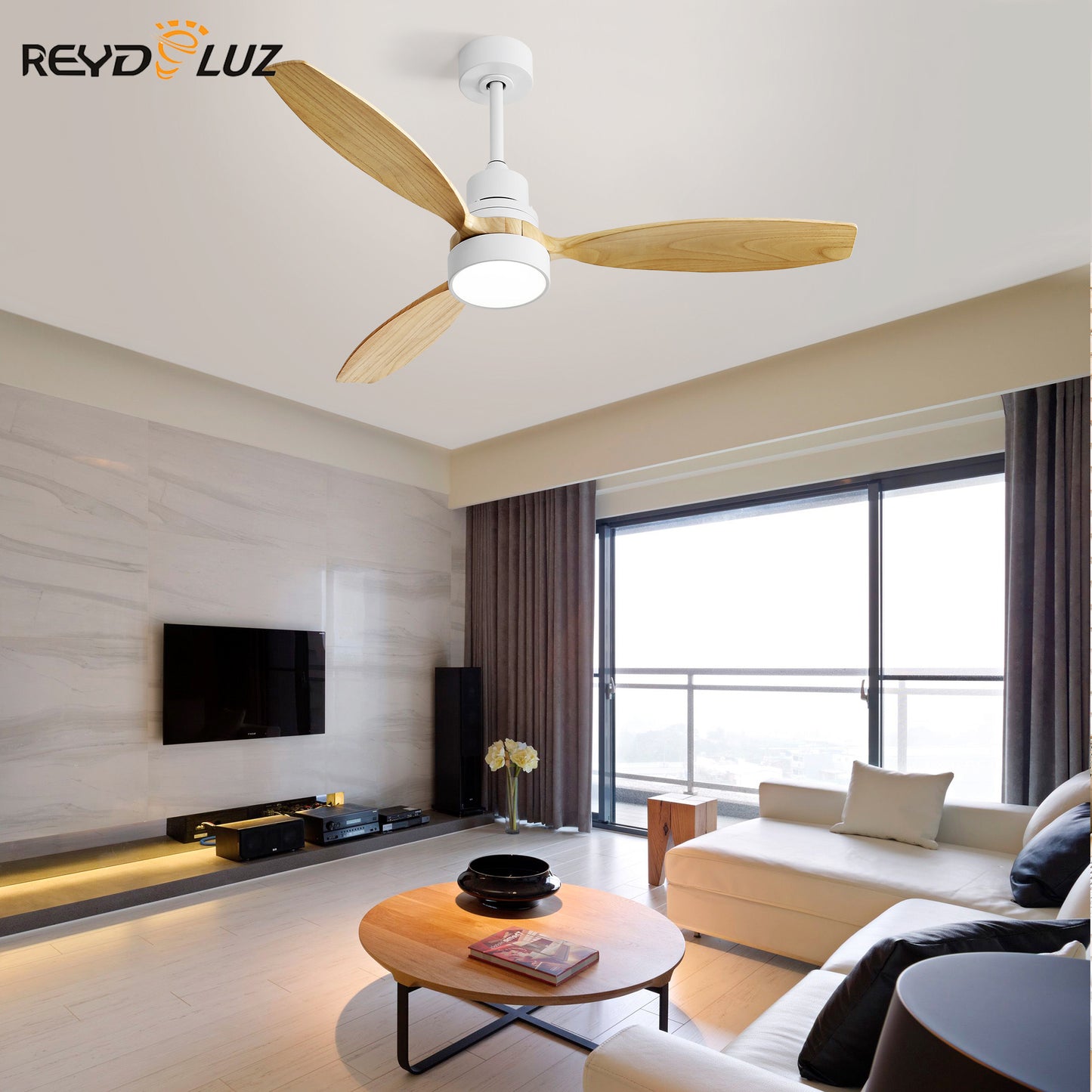 REYDELUZ 52" Low Profile Integrated LED Indoor Ceiling Fan