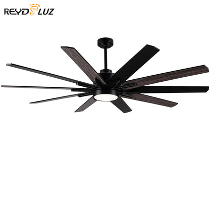 REYDELUZ 72'' Integarted LED Large Black Double Finish Ceiling Fan with Remote Control