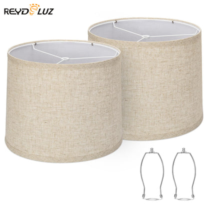 REYDELUZ 2-Pack Lamp shades, Natural Linen Hand Crafted.