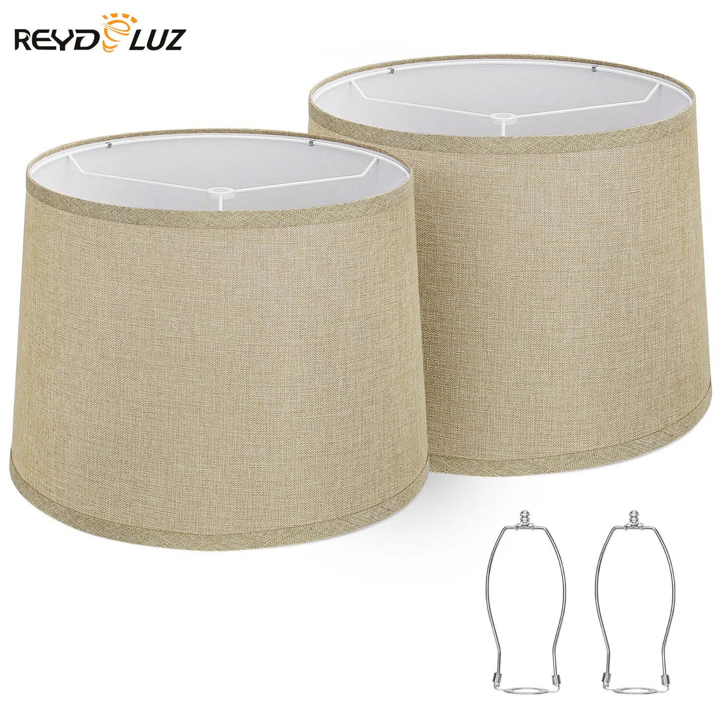 REYDELUZ 2-Pack Lamp shades, Natural Linen Hand Crafted.