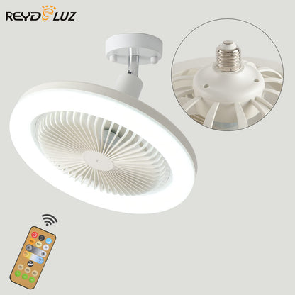 REYDELUZ 10.2" Socket Fan Ceiling Fan with Light and Remote.