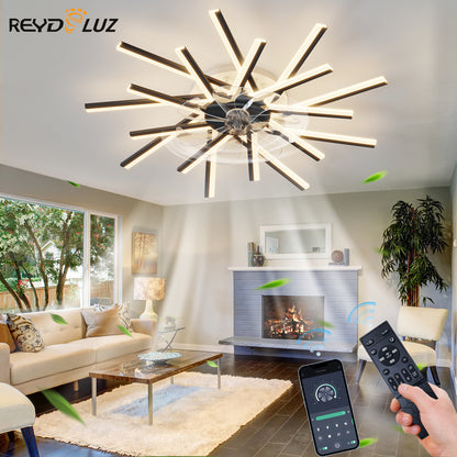 REYDELUZ 36.2" Modern LED Ceiling Fan with Lights.