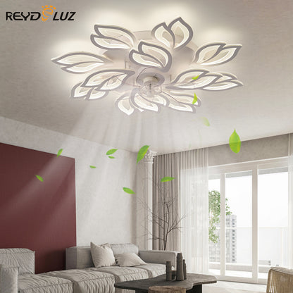 REYDELUZ 25" Modern Low Profile Flower Ceiling Fan with Lights.