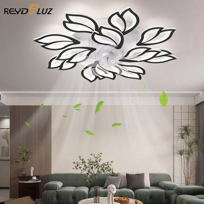 REYDELUZ 25" Modern Low Profile Flower Ceiling Fan with Lights.