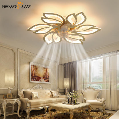 REYDELUZ 25" Modern Low Profile Flower Ceiling Fan with Lights.