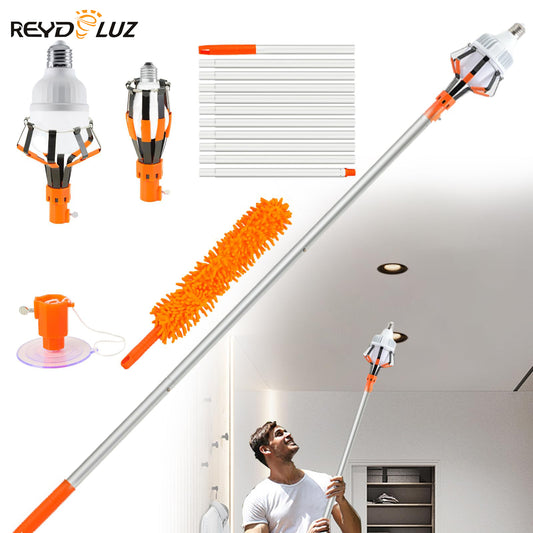 REYDELUZ 12" Light Bulb Changer for High Ceilings and Recessed Lights