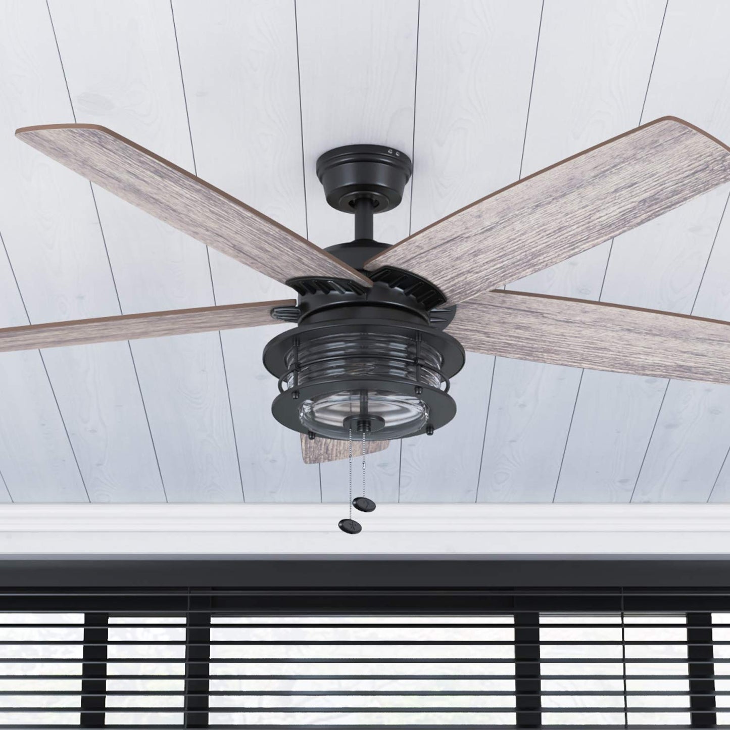 REYDELUZ 52" Nautical & Coastal Ceiling Fan with LED Light.