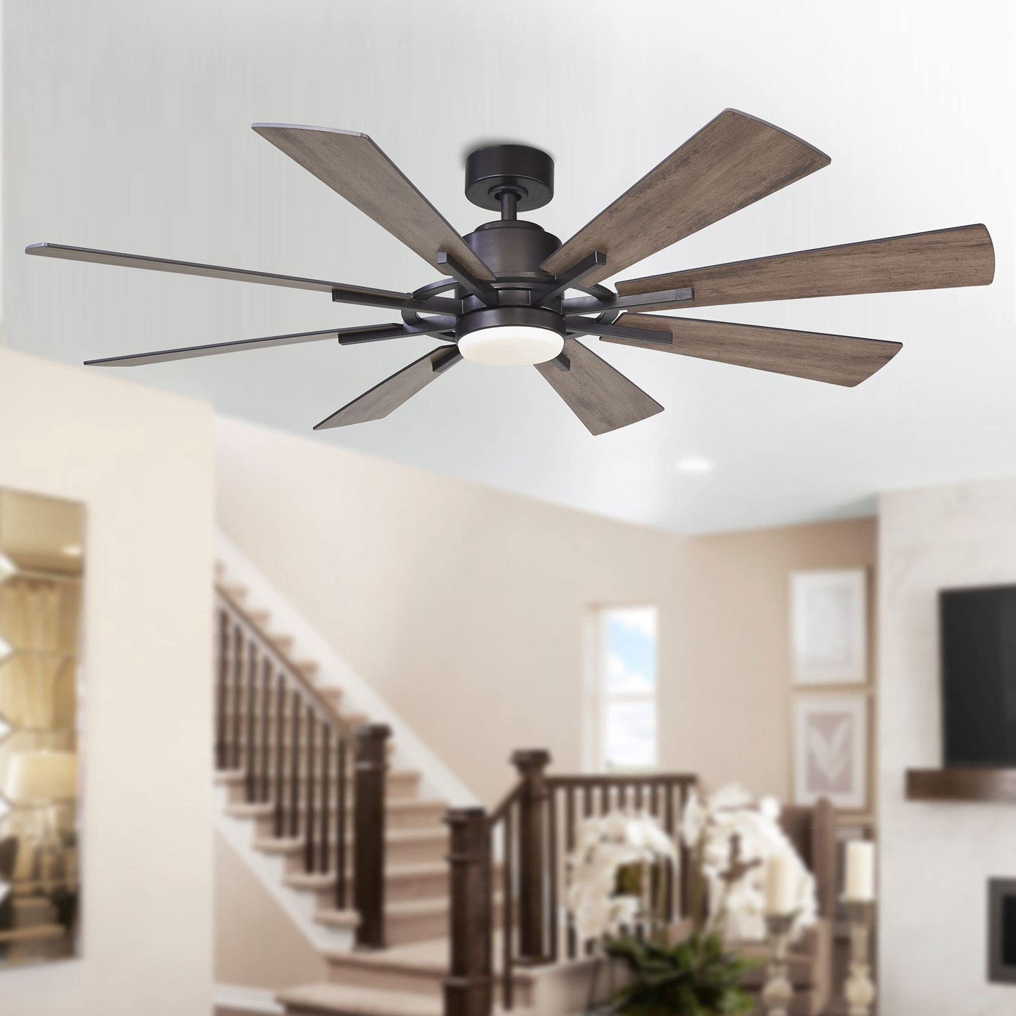 REYDELUZ 60" Ceiling Fan with Remote Modern Windmill Fan for Covered Outdoor.