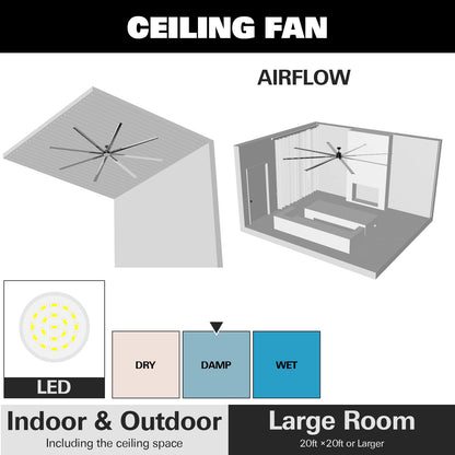 REYDELUZ 72" Ceiling Fan with LED Light.