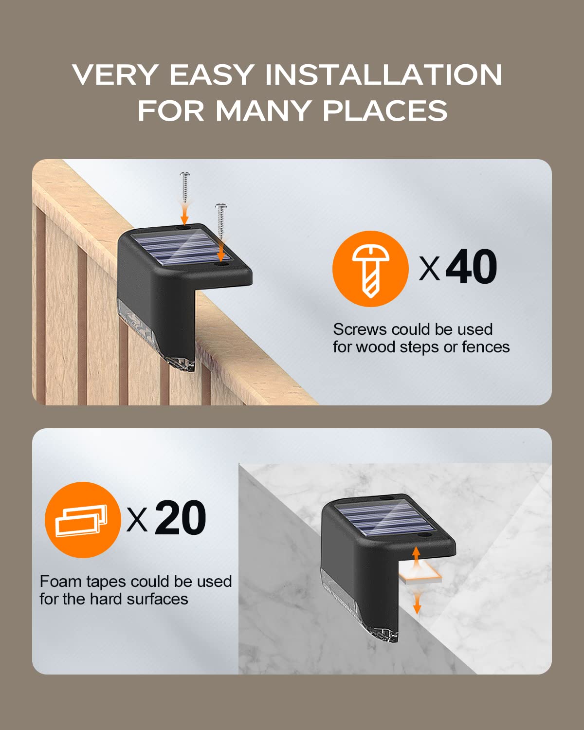 REYDELUZ Step Lights Solar Powered Used Outside, Stairs, Patio Fence.