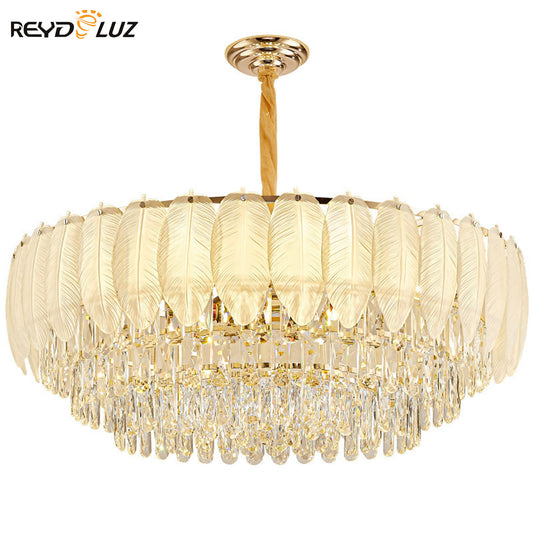 REYDELUZ 15.7“ French cream feather Ceiling Lights Chandeliers”